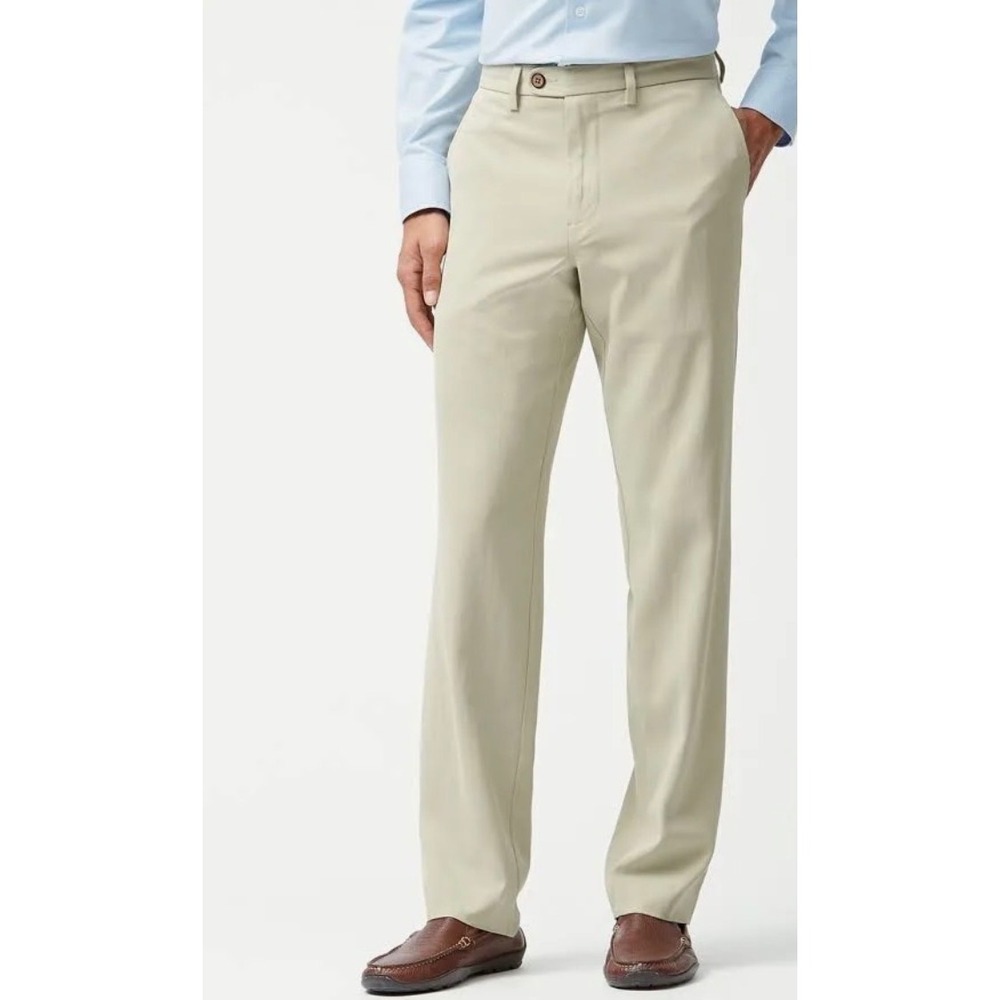 Tommy Bahama Mens Silk Cotton Herringbone Flat Front Pants Khaki Tan 33x32